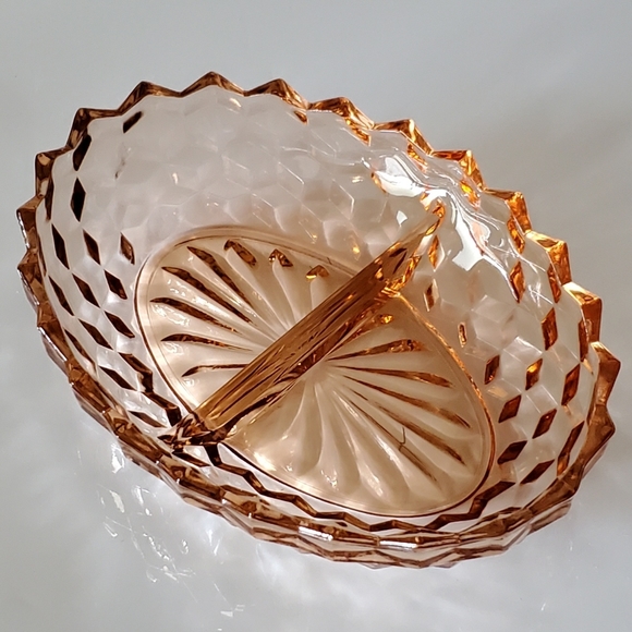 Vntg "Whitehall Peach" 2-Part 10" Oval Dish by Colony - Picture 5 of 16